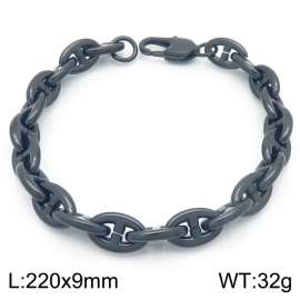 Stainless steel simple and fashionable 220 × 9mm Japanese style chain special buckle temperament charm black bracelet