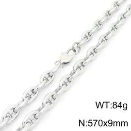 Stainless steel simple and fashionable 570 × 9mm Japanese chain special buckle temperament charm silver necklace