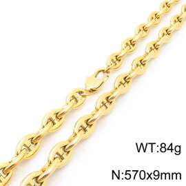 Stainless steel simple and fashionable 570 × 9mm Japanese chain special buckle temperament charm gold necklace