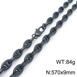 Stainless steel simple and fashionable 570 × 9mm Japanese chain special buckle temperament charm black necklace