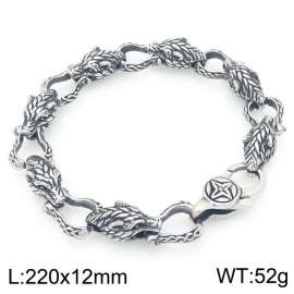 Minimalist Wolf Walking World Men's Bracelet Retro Creative Stainless Steel Jewelry Charm Bracelet Men