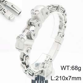 Men's stainless steel skull punk style bracelet