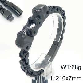 Men's stainless steel skull punk style gold plated black bracelet