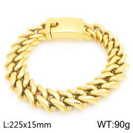 Personalty Shiny High Quality 18k Gold Plated Stainless Steel Bracelets 15mm Chunky Curb Chain Men Bracelet
