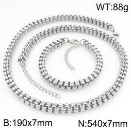 Stainless steel chain bracelet necklace jewelry set