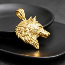 Men's Stainless Steel Cast Wolf Head Pendant Punk Jewelry