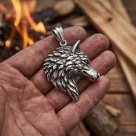 Men's Stainless Steel Cast Wolf Head Pendant Punk Jewelry