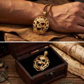 Men's Stainless Steel Cast Skull Pendant Punk Style Jewelry