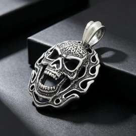 Men's Stainless Steel Cast Skull Pendant Punk Style Jewelry
