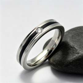 Stainless Steel Stone&Crystal Ring
